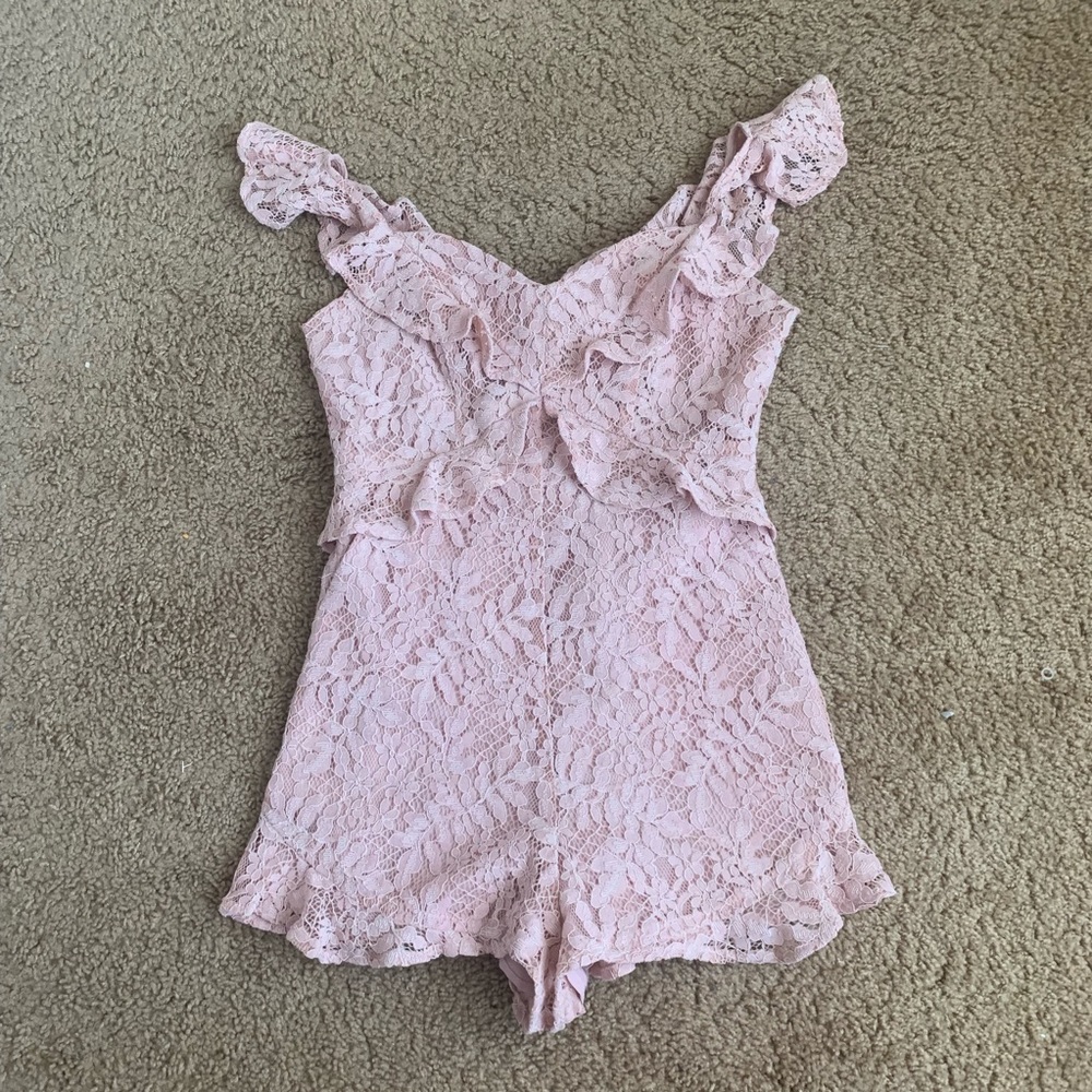 BCBG pink lace romper